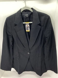 Express Linen Blazer Women Size Medium Black One Button Linen Blend Casual NWT - Picture 1 of 14