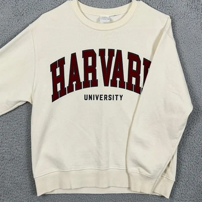 Harvard University Sweatshirt Crew Neck Womens Small Off White Long Sleeve Zara - Image 1 of 4