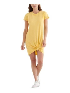 LUCKY BRAND Womens Yellow Short Sleeve Crew Neck Above The Knee T-Shirt Dress M - Picture 1 of 11
