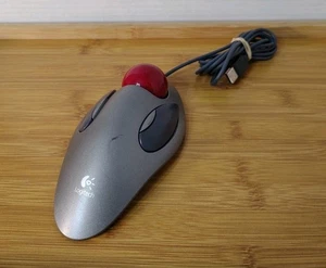 Logitech T-BC21 Trackman Red Marble USB Trackball Mouse, Tested ๐ฅ - Picture 1 of 6