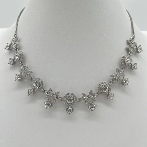 Signed Givenchy Silver Tone Clear Crystal Necklace & Drop Earring Set - Picture 1 of 8