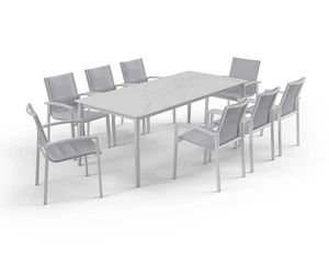 Boston Dome 9 Piece Dining White - Picture 1 of 1