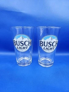 Busch Light Beer Set of 2 Pint Glasses 16oz Cups Man Cave Collectible Brewed USA - Picture 1 of 3