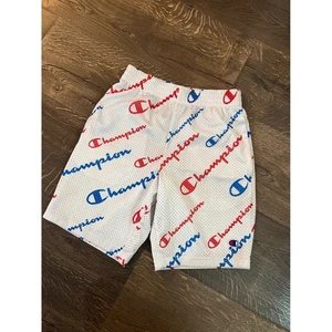 Champion Mesh Shorts Athletic All Over Print Red Blue Logo Kids Size S - Picture 1 of 2