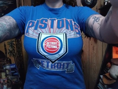 Vintage Detroit Pistons NBA 1990 Bad Boys Logo 7 Single Stitch Rare Size Large - Image 1 of 4