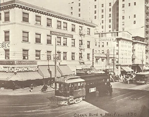 LONG BEACH Early OCEAN BLVD TROLLEY CAR Photo Print 860 11" x 14" - Picture 1 of 1