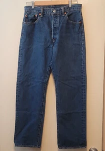 LEVI STRAUSS 501 Blue Straight Fit Jeans Button Fly Men's Size 34 W x 33 L - Picture 1 of 6