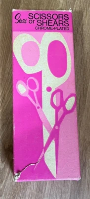 Vintage SEARS 7" Pinking Chrome Plated Scissors or Shears #2051 Complete Box - Image 1 of 4