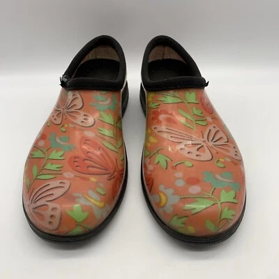 Zapatos de jardín Sloggers sin cordones para lluvia para mujer talla 8 mariposas multicolores Foto 1 de 4