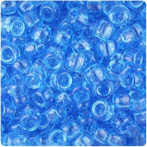 BeadTin Light Sapphire Transparent 9mm Barrel Pony Beads (500pcs) - Picture 1 of 1