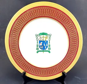 Coat of Arms Catholic Columbus Diocese Bishop Hand Painted Lenox Plate ~ T710 - Picture 1 of 6