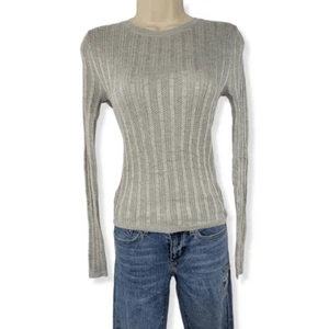 Hooked up Heather Gray Pointelle Knit Top Small Junior - Picture 1 of 2