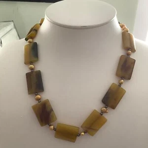 Chartreuse Green Yellow Natural Stone Choker Necklace Handcrafted 20 in. - Picture 1 of 4