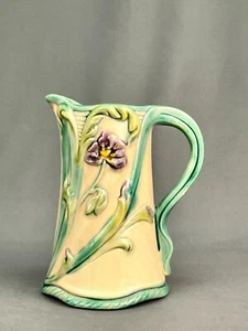 French Majolica Faiencerie d' Art de le Sorgue (FFAS) Art Nouveau 7 3/4" Pitcher - Picture 1 of 15