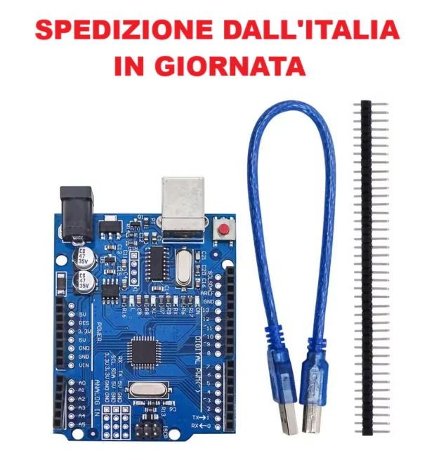 UNO R3 Scheda ATmega328P CH340 Compatibile Arduino Rev3 + pins maschi - Immagine 1 di 1