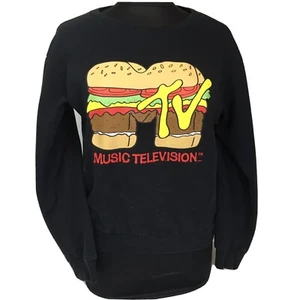 Maglione H&M MTV Donna Taglia Small S Nero Manica Lunga Crop MTV Musica Televisione - Foto 1 di 9