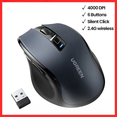 Ergonomic Mouse 4000 DPI Silent 6 Buttons For MacBook Tablet Laptop Mute Mice - Image 1 of 4