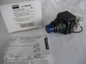 DAYTON Pilot Light Blue 30G428, 30 mm Mounting Size, LED, 120V AC -NEW- - Picture 1 of 6