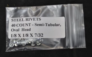 40 - 1/8"X1/8" SEMI-TUBULAR STEEL RIVETS FOR TONKA RESTORATIONS- VERY GOOD VALUE - Picture 1 of 5