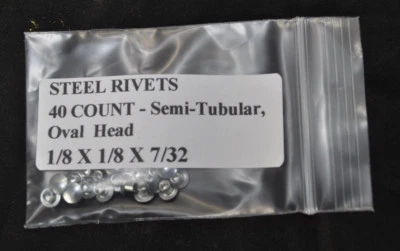 40 - 1/8"X1/8" SEMI-TUBULAR STEEL RIVETS FOR TONKA RESTORATIONS- VERY GOOD VALUE - Image 1 of 4