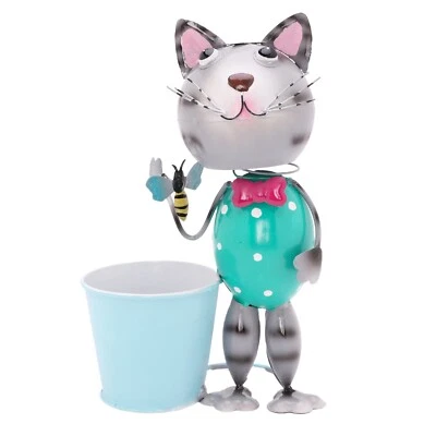Christmas Concepts® 25cm (10'') Standing Metal Blue Cat Pot Ornament (MT27) - Image 1 of 4