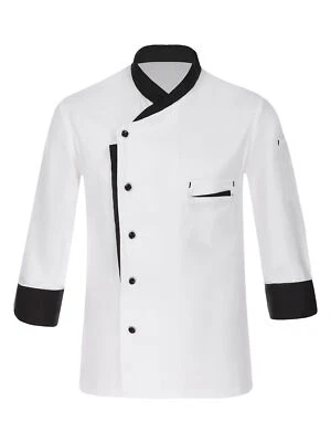 Unisex Men Chef Coat Jacket Kitchen Restaurant Cooking Workwear Uniform - Image 1 of 3
