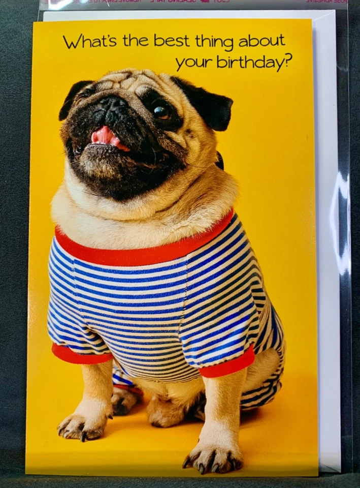 Cartão de feliz aniversário! Pug Dog melhor parte do aniversário é você! - Imagem 1 de 2