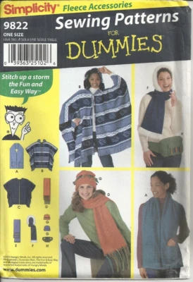 SIMPLICITY 9822 FLEECE ACCESSORIES JACKET SEWING PATTERN ©2001 CUT - Image 1 of 2