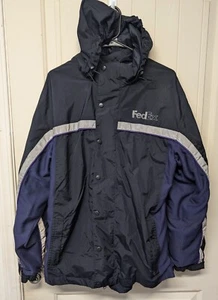 FedEx Stan Herman Hooded Raincoat RG-L Reflective VF Imagewear Windbreaker Zip - Picture 1 of 3