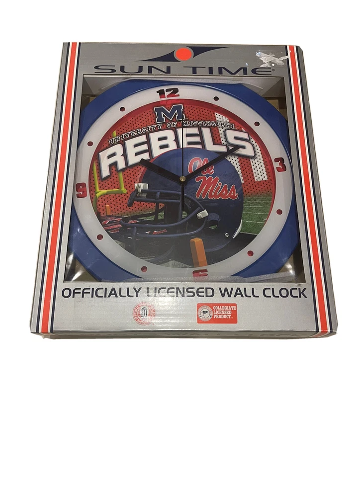Reloj de pared deportivo Sun Time University of Mississippi UNC fútbol americano NCAA College Foto 1 de 1