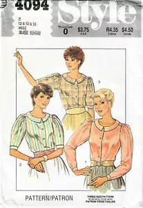 Style 4094 Vintage 1980's Blouse Sewing Pattern Size 12-14-16 Uncut - Picture 1 of 2