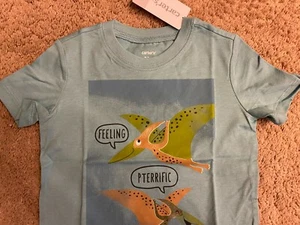 Carter's Boys Feeling Pterrific Dinosaur Jersey Tee Shirt Top NWT Blue 24 Months - Picture 1 of 3