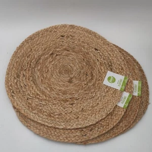 NWT Set Of 4 Food Network Round Natural Jute Woven Placemats 15” Diameter - Picture 1 of 8