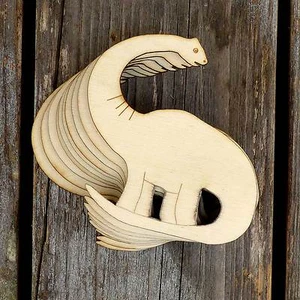 10x Wooden Diplodocus Comic Craft Shapes 3mm Plywood - Picture 1 of 2