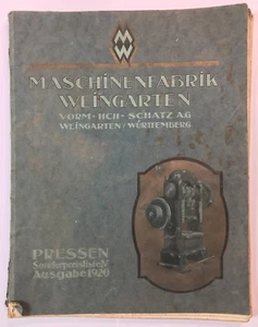 83202 Lb5 Catalogo Macchinari d'epoca - Maschinenfabrik Weingarten - 1920 - Picture 1 of 6