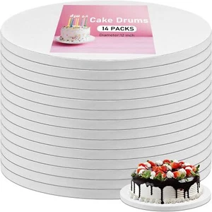 14 Pcs Cake Drum Boards12 Inch Round Cake Drums 1/2" Thick White Cake Board S... - Picture 1 of 7