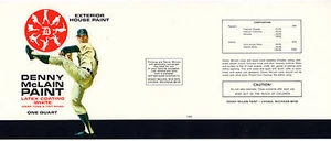 Q1452 DENNY McLAIN PAINT Unused VINTAGE 1960s PAPER CAN LABEL Detroit Tigers MLB - Picture 1 of 1