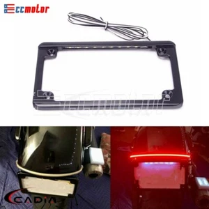 4"x7" Standard License Plate Frame w/ LED Lights For Harley Chopper Cafe Racer - Picture 1 of 7