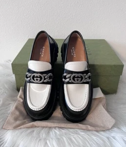 Neu im Karton Gucci Jeanne Cordovan GG Logo Kette Ilde Harald Lug Keilabsatz Plateau Loafer 39 - Bild 1 von 12