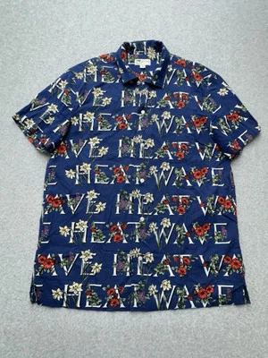 J.Crew Shirt Mens Small Navy Floral Heat Wave Boho Hippie Camp Collar Casual - Image 1 of 4