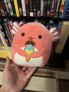 Squishmallows 8" Archie the Pink Axolotl w/ Ice Cream Plush Kellytoy EUC  - Picture 1 of 6