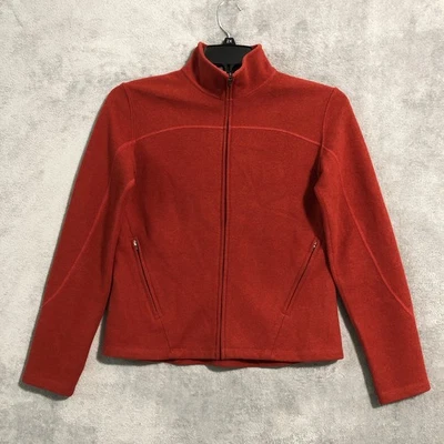 Ibex Red 100% New Zealand Wool Full Zip Jacket Long Sleeve Womens Small USA Made - Image 1 of 4