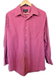 Haggar Dark Pink Long Sleeves Button Down Shirt. Sz L 16-16.5 and 32/33. - Picture 1 of 4