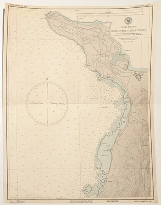Mapa de la Isla Guam (Punto Orote a la Isla Anae) 1945 Mapa de Carta Náutica - ORIG. Foto 1 de 4