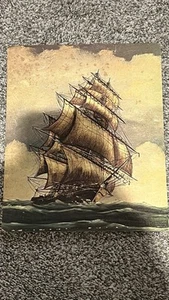 Vtg Rare Museum Print Edition FULL SAIL Garofalo 8" x 10" RETRO Art On Board - Bild 1 von 2