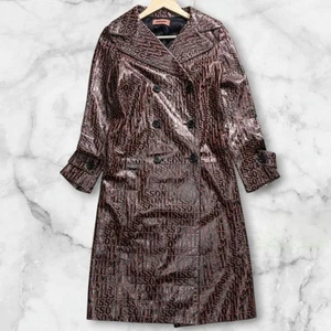 Missoni Damen L Leder Trench Logo Allover Muster Orange Etikett fast unbenutzt - Bild 1 von 8