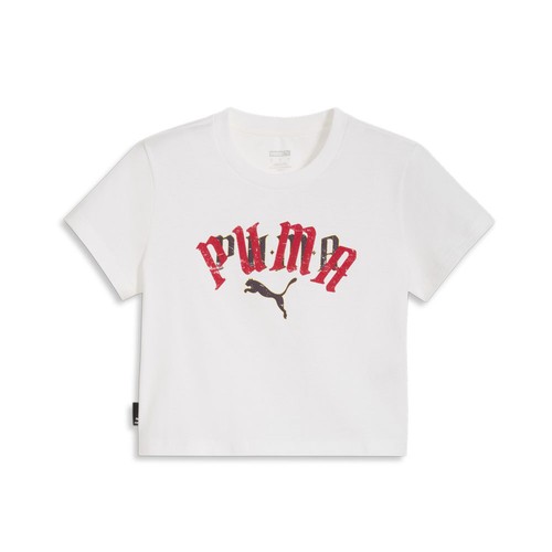 T shirt PUMA Classics Play Paris bambino girocollo manica corta donna bianca casual