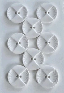 Vintage 2-Hole Buttons Carved White Plastic Geometric Design 8 Pieces 27.3 mm - Picture 1 of 5