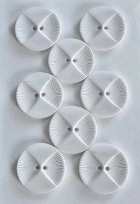 Vintage 2-Hole Buttons Carved White Plastic Geometric Design 8 Pieces 27.3 mm - Image 1 of 4