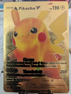 Pikachu V 170/185 Lámina de Oro Pokemon FAN ART Tarjeta HP 190 (TCG) - Imagen 1 de 2